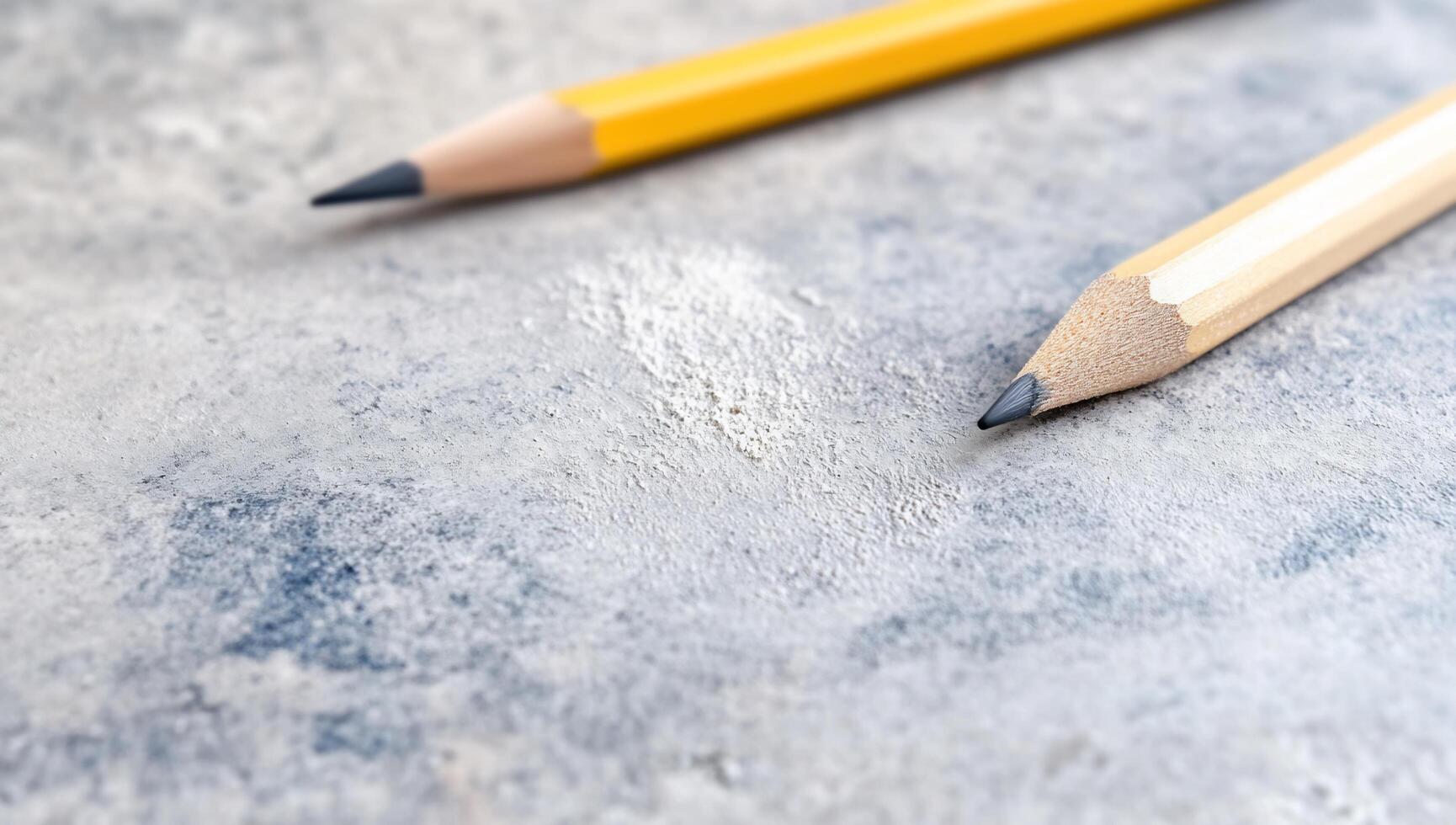 Two colored pencils resting on a textured surface. photo