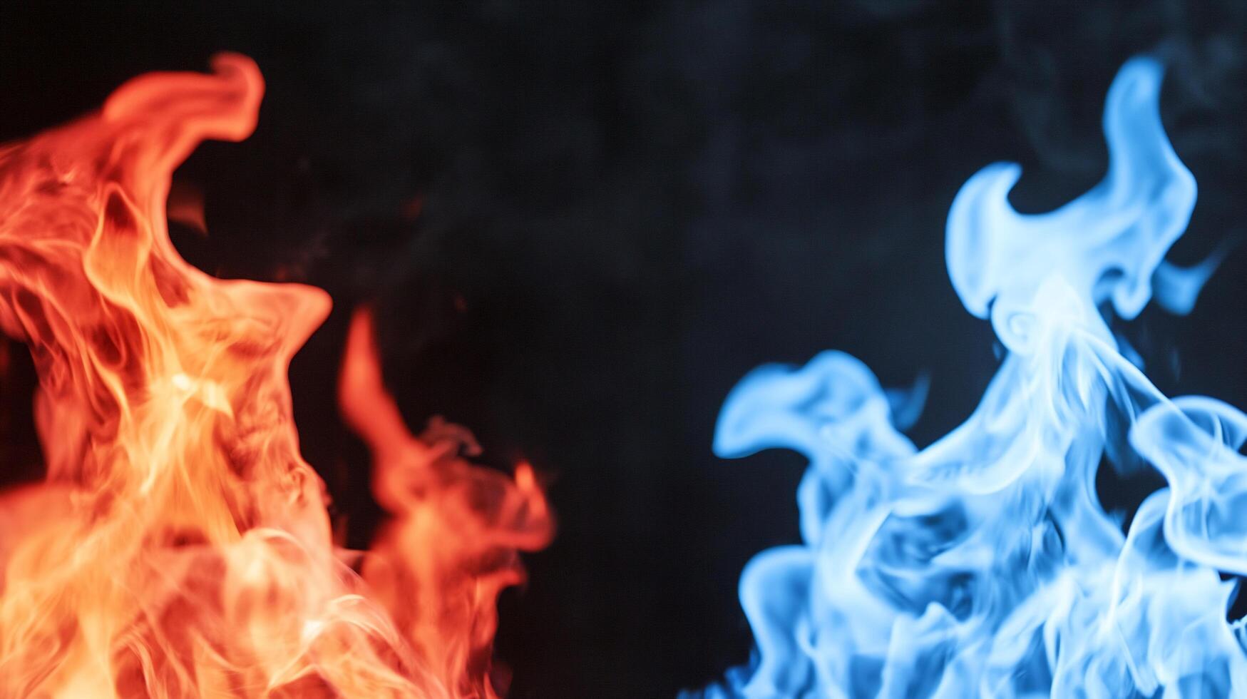 A visual representation of contrasting flames in red and blue colors. photo