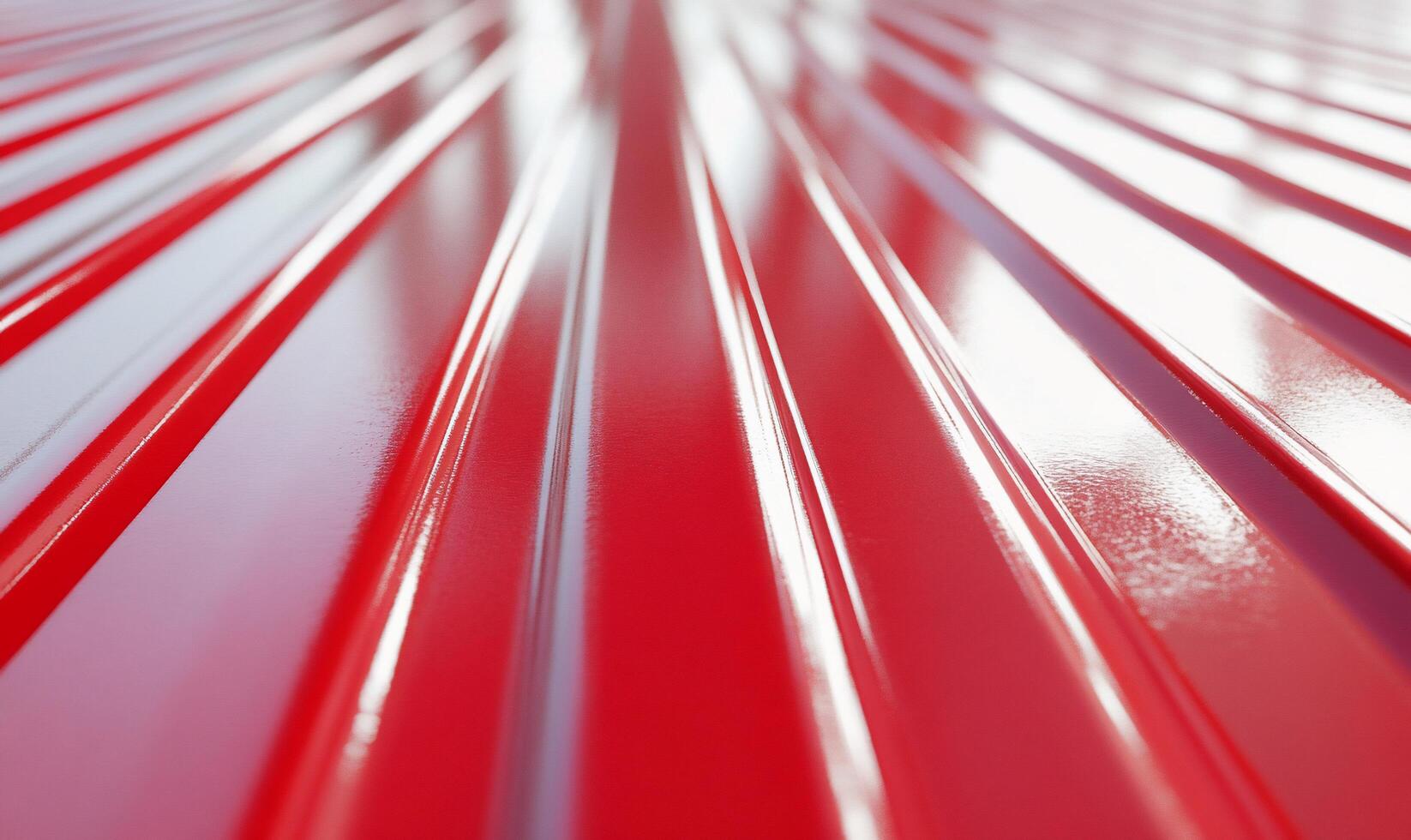 Close-up of shiny red metallic surface with ridges and reflections. photo