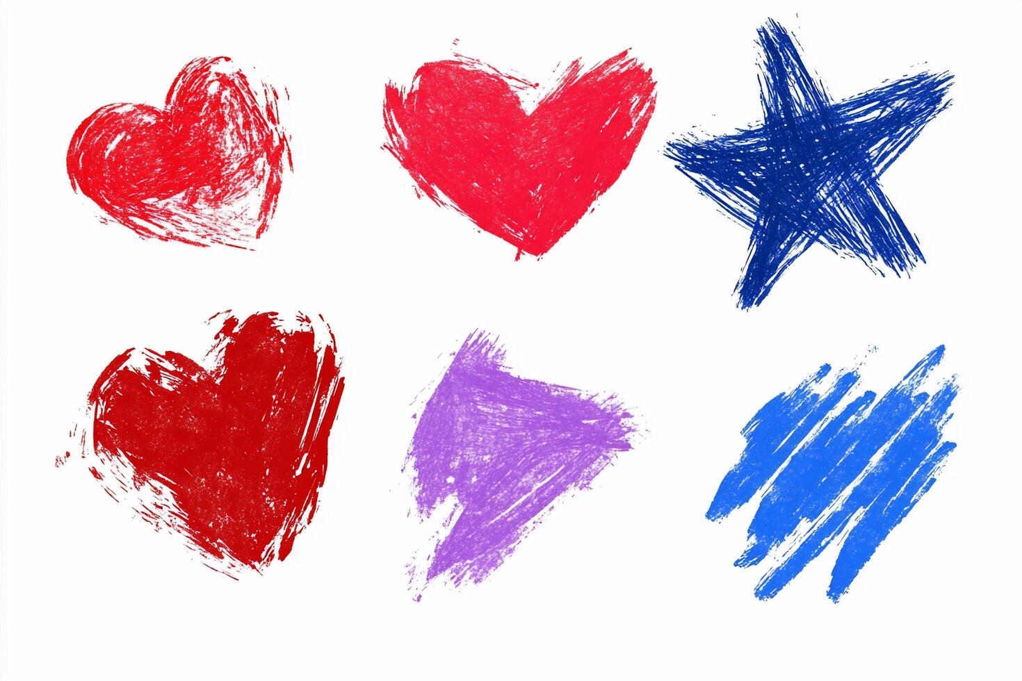 A collection of colorful, textured hearts and stars in various shapes. photo