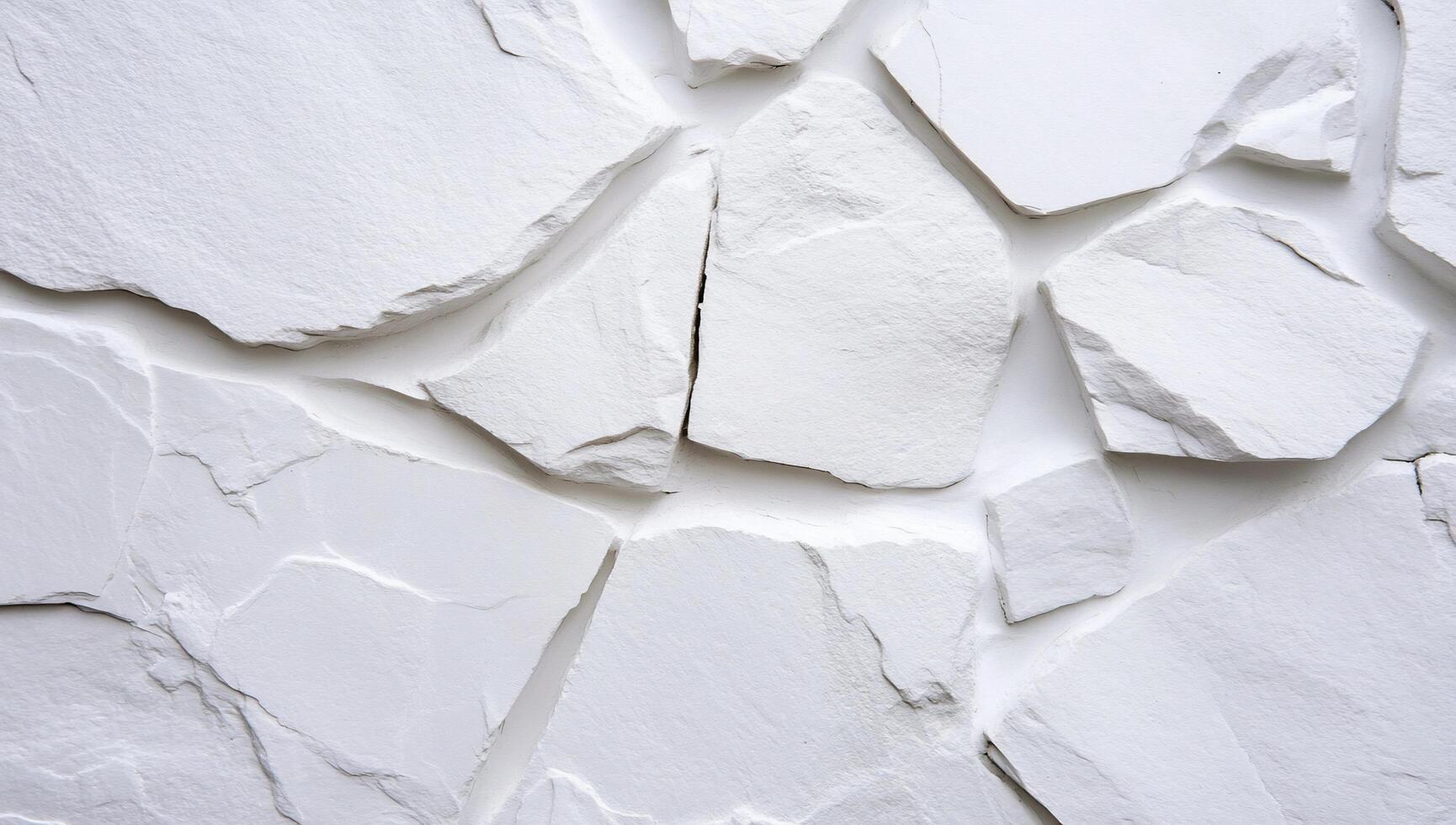 Close-up of a textured white stone wall with irregular shapes. photo