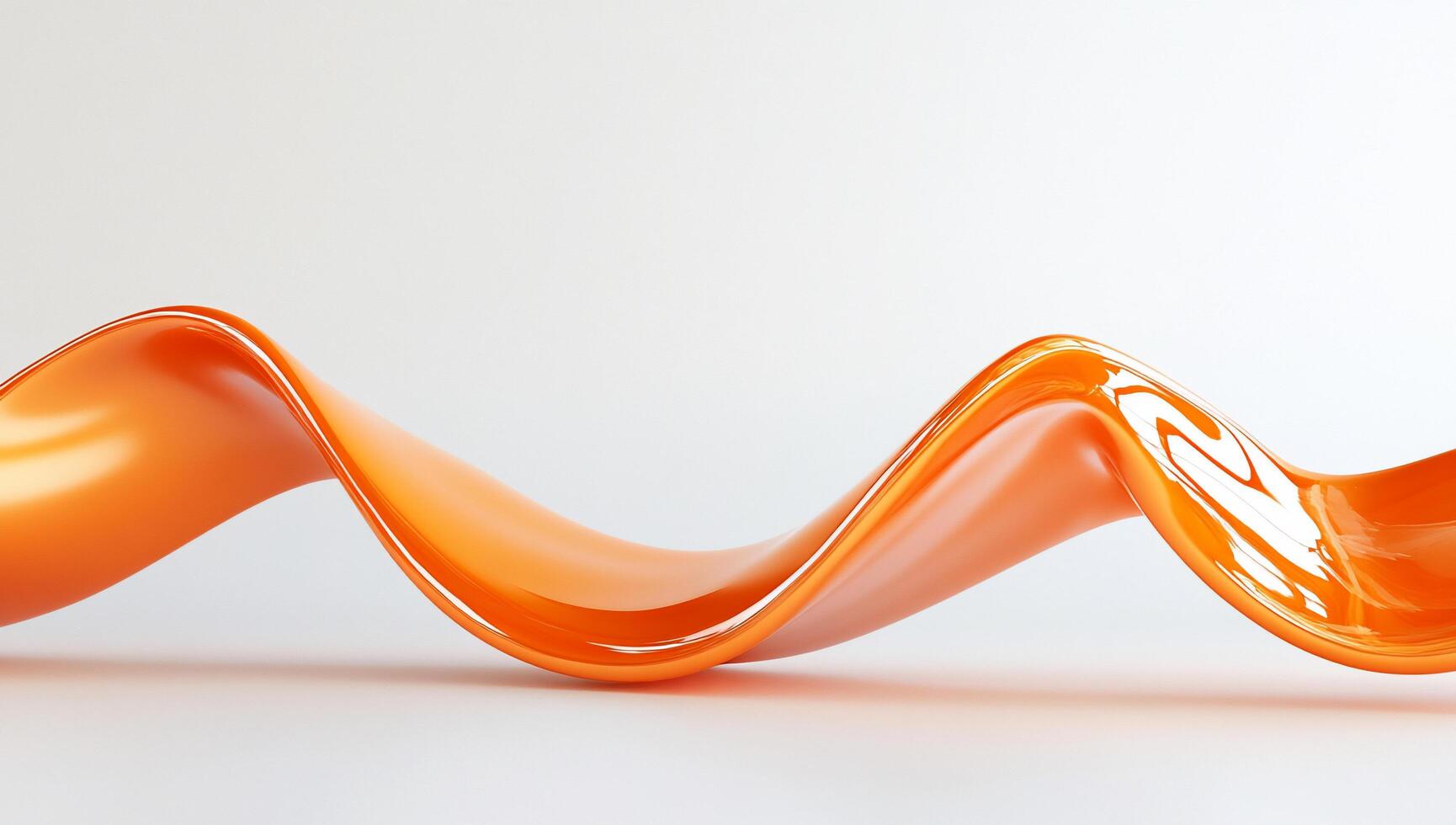 A smooth, wavy orange ribbon-like object on a light background. photo