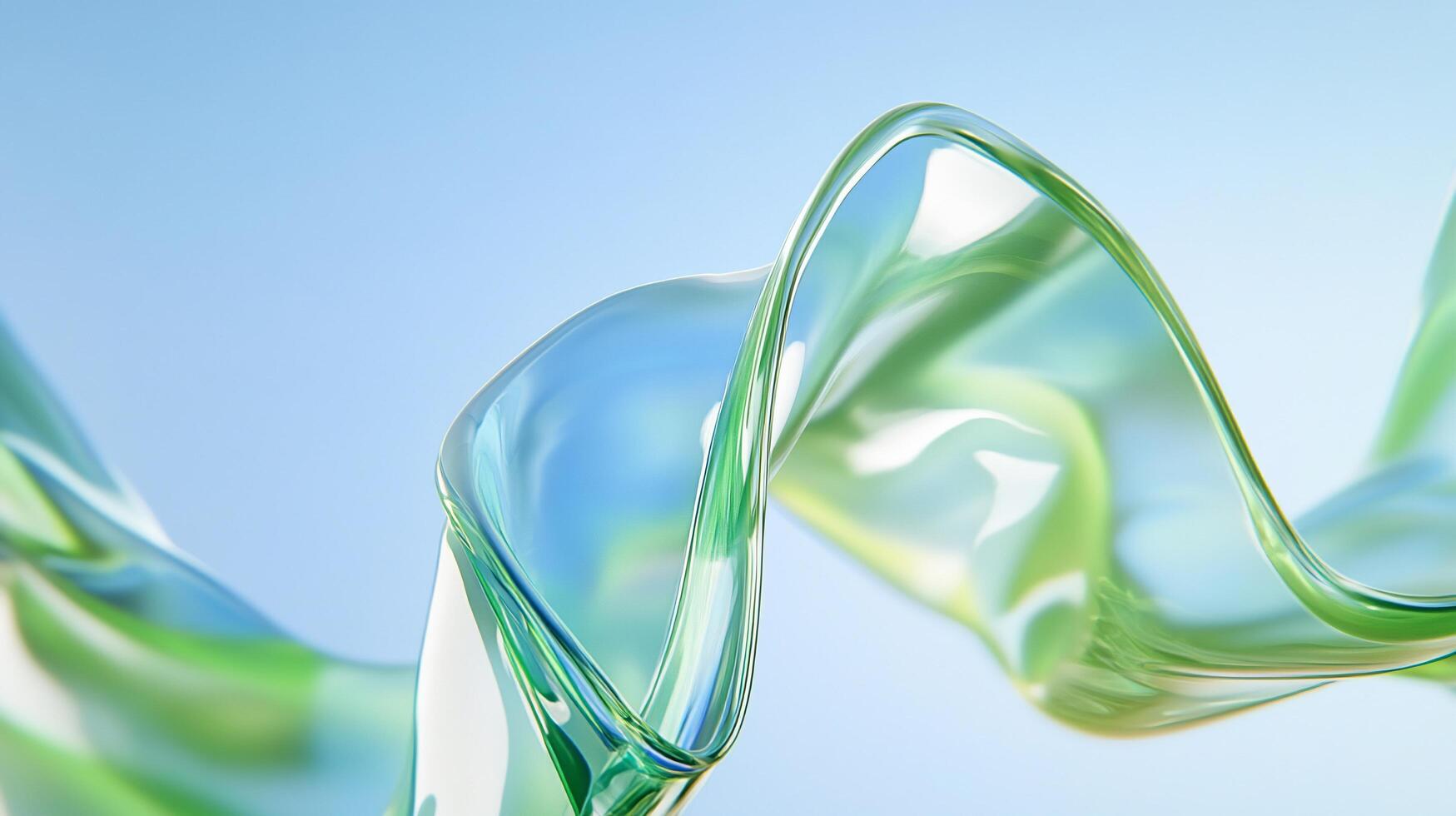 Abstract wave-like structure in green and blue hues. photo
