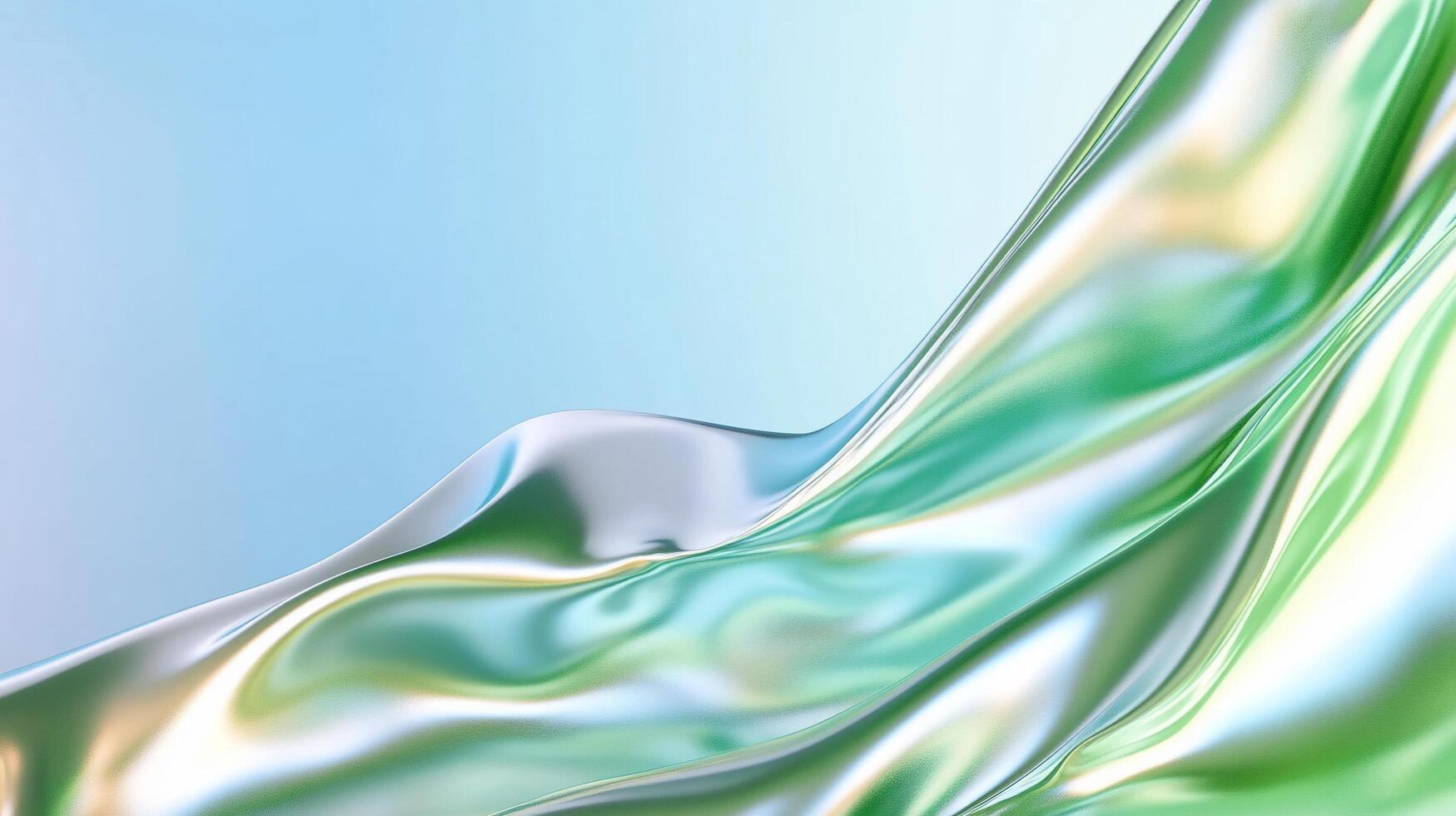 A flowing, iridescent fabric with soft gradients and reflections. photo