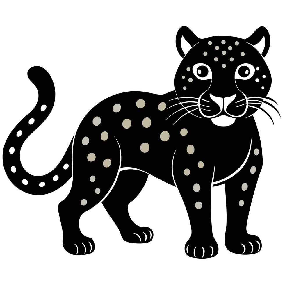 Stylized Panther Illustration With Spots Wild Animal Design Graphics Isolated vector
