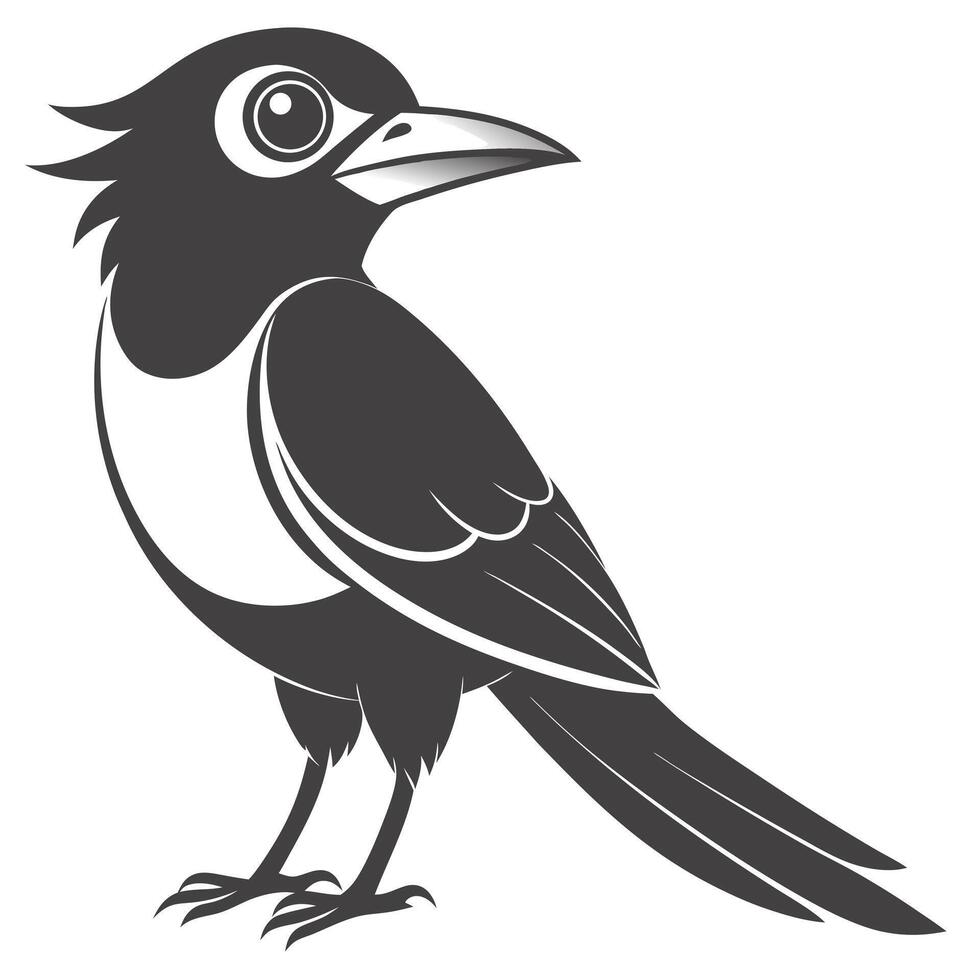 Illustration Of A Cartoon Magpie Bird With Black And White Feathers vector