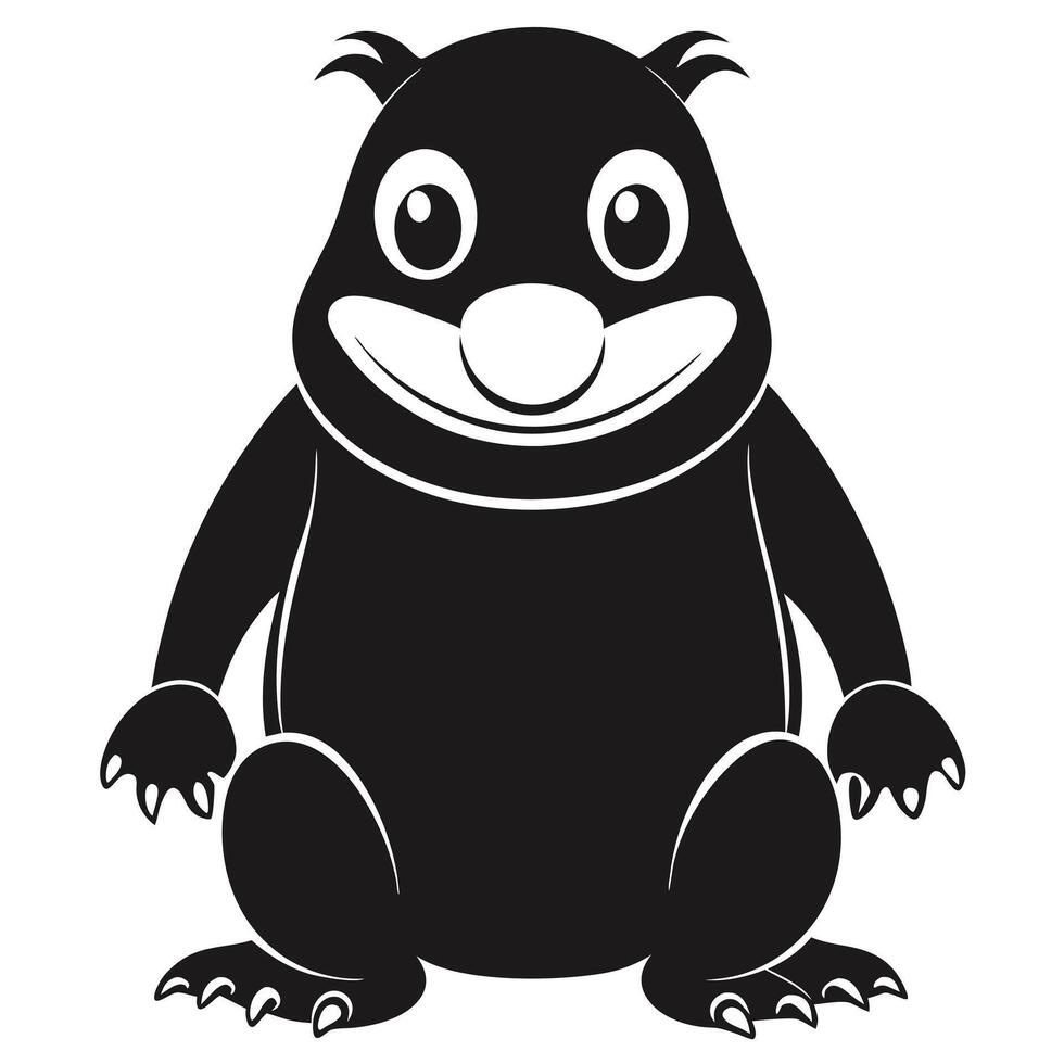 Cartoon Mole Character Black And White Illustration Graphic Design vector