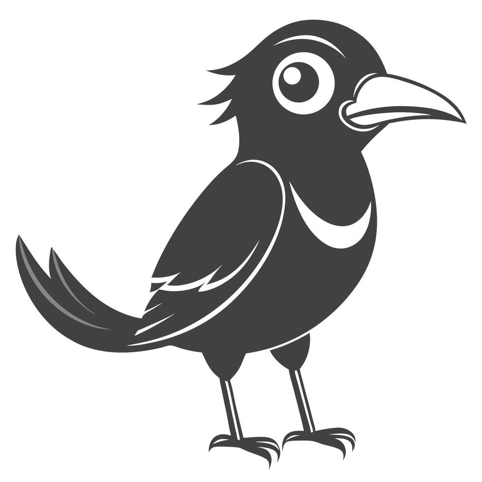 Stylized Crow Illustration Isolated On White Background For Graphic Design Projects vector