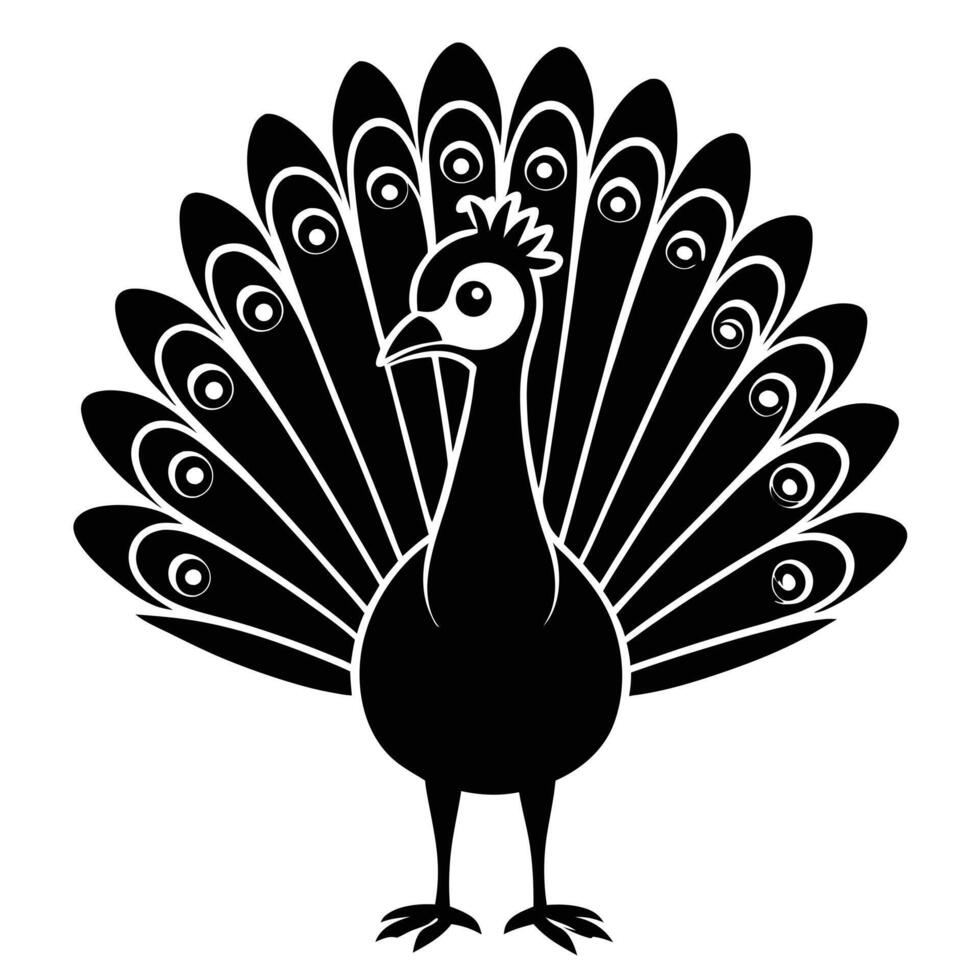 Elegant Peacock Silhouette Bird Illustration Design Element Decorative Graphic Art vector