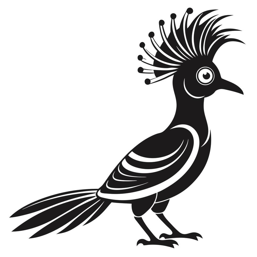 Illustration Of Elegant Bird With Crest Isolated On White Background vector