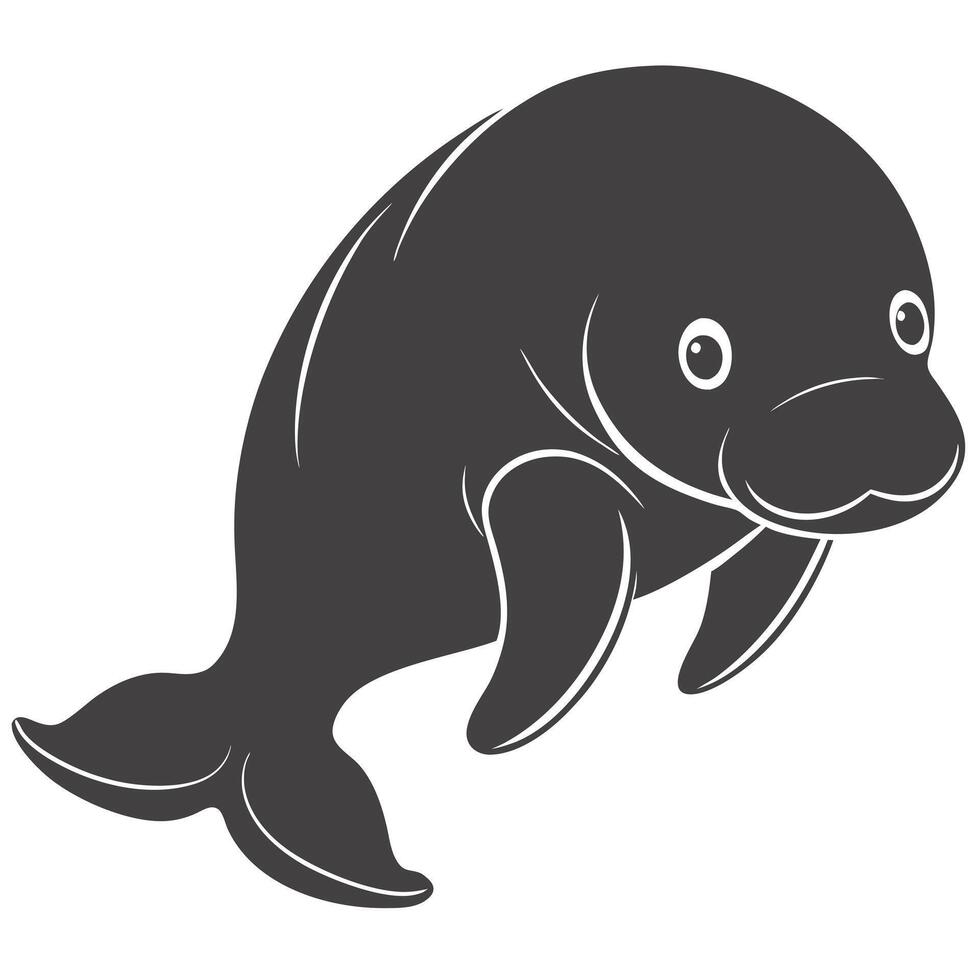 Stylized Manatee Illustration Marine Mammal Iconography Ocean Life Design Element vector
