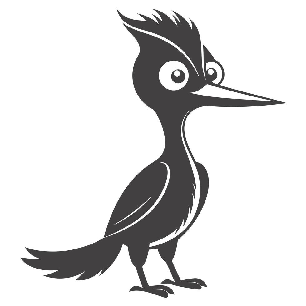 Cartoon Woodpecker Illustration With Bold Silhouette And Playful Character Design vector