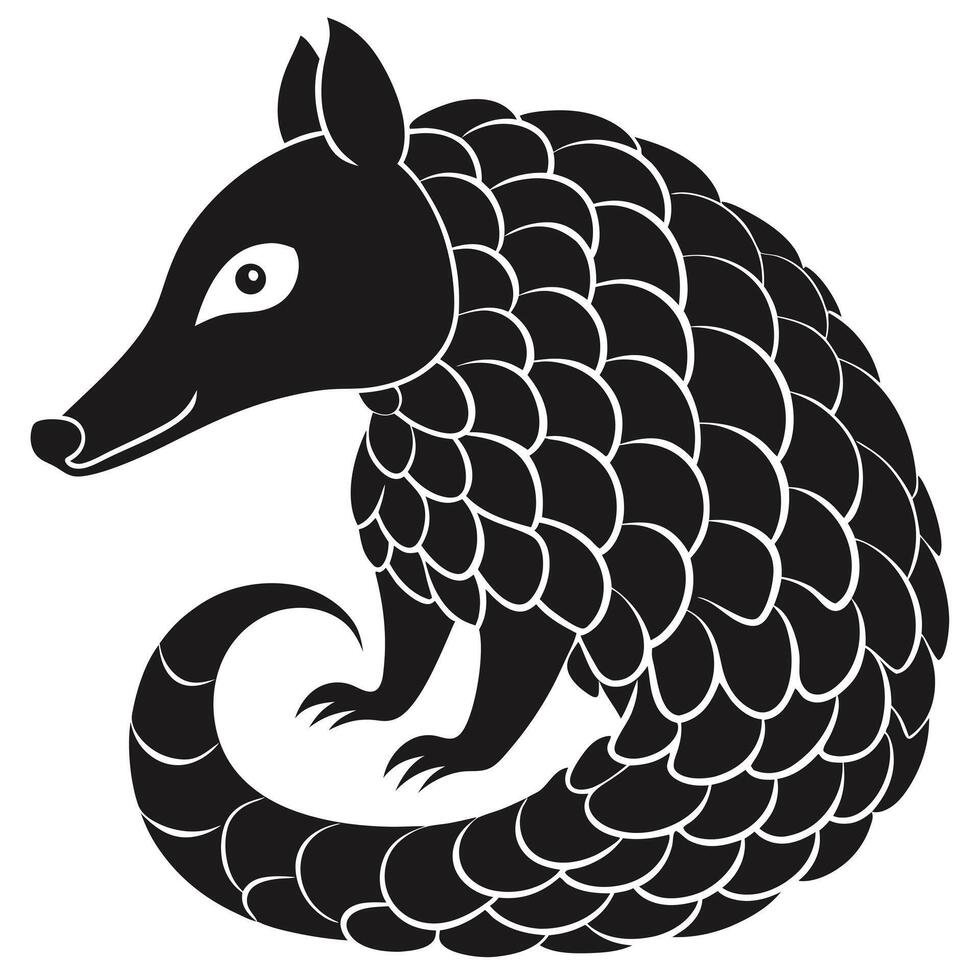 Scaly Anteater Pangolin Curled Up Isolated Illustration Graphic Element vector
