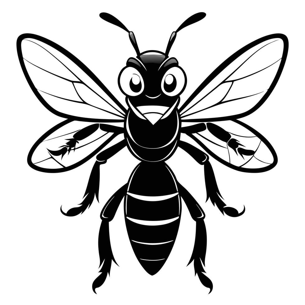 Cartoon Bee Illustration Art For Graphic Design Element Mascot Character vector