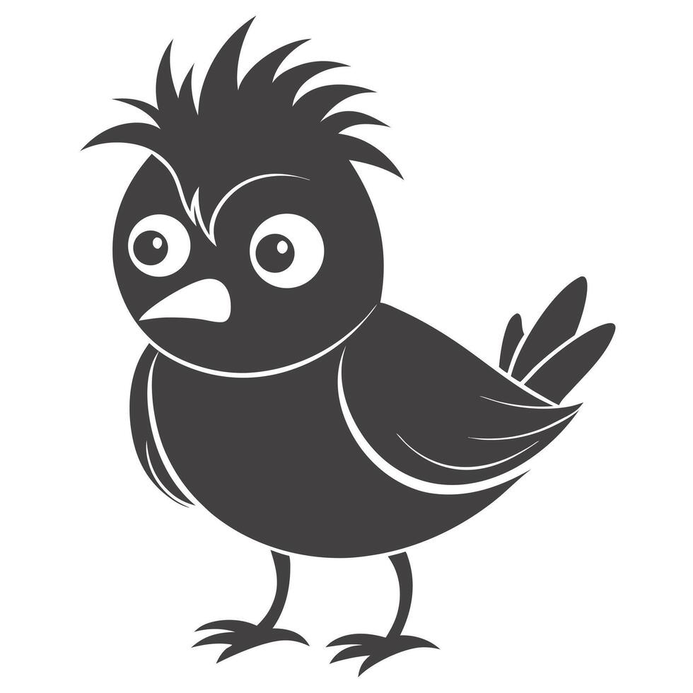 Cartoon Bird Illustration Angry Character Design With Funny Feather Hairstyle vector