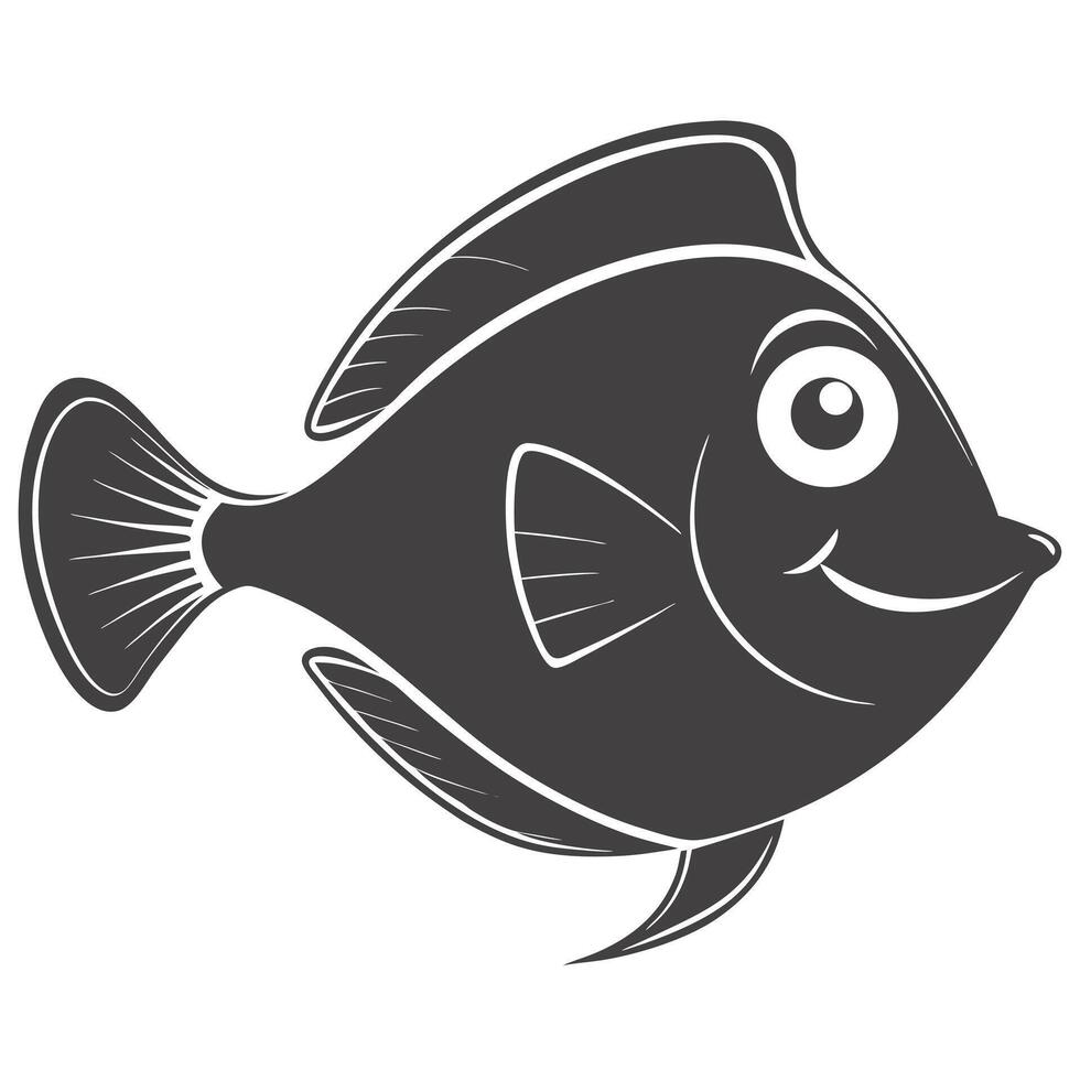 Cute Smiling Fish Cartoon Style Drawing Aquatic Animal Illustration Graphic vector