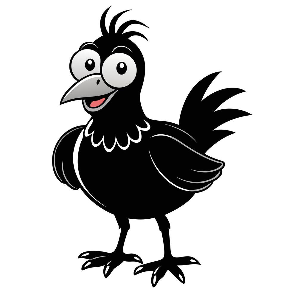 Cartoon Crow Character Illustration Isolated On White Background For Graphic Projects vector