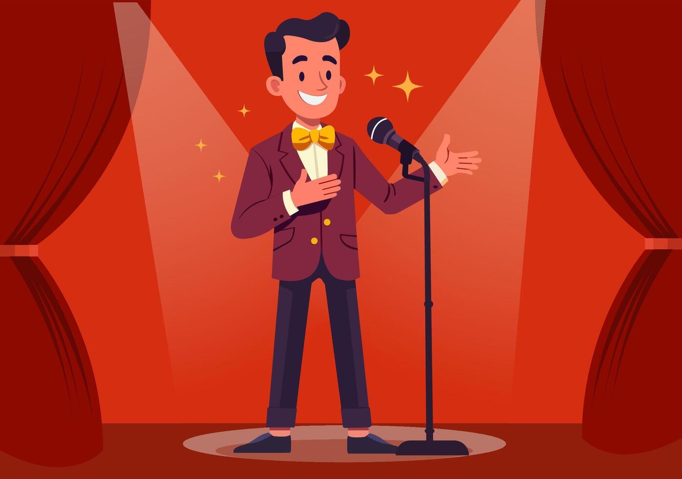 A male singer dressed in vintage style sings old songs. vector