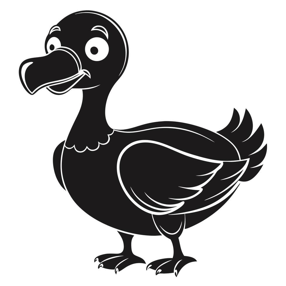 Monochrome Cartoon Dodo Bird Illustration Extinct Animal Graphic Design vector