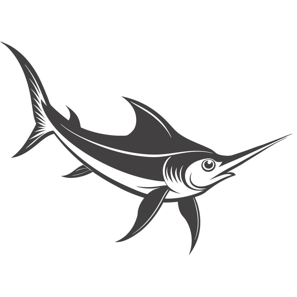 Elegant Swordfish Marlin Illustration For Graphic Design And Branding Projects vector