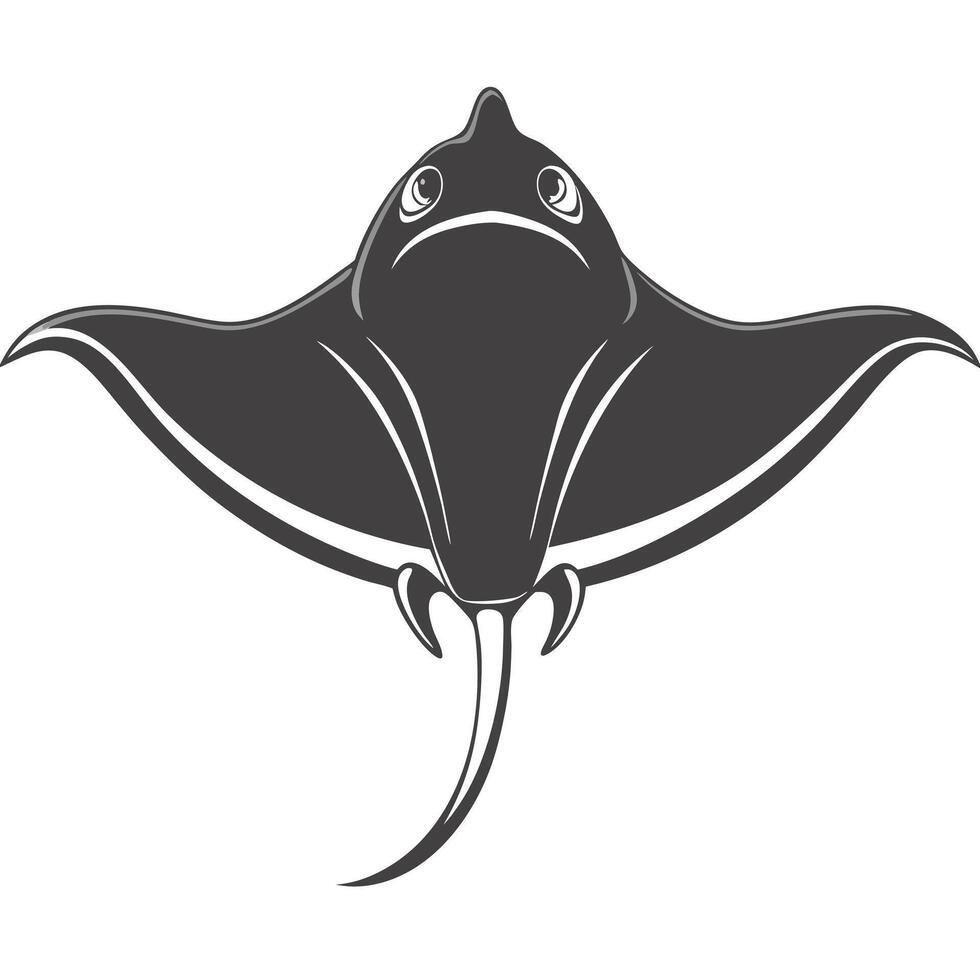 Cartoon Stingray Illustration Isolated On White Background Marine Animal vector