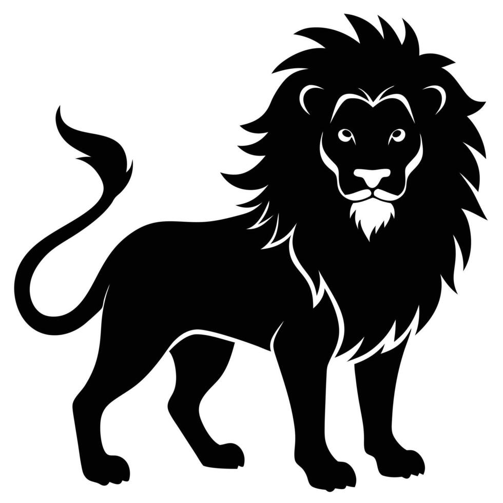 Powerful Lion Silhouette Illustration Majestic Feline Graphic Animal Design vector
