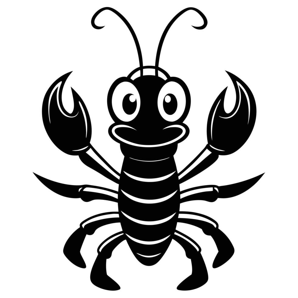 Cute Cartoon Lobster Illustration Seafood Character Design Element vector
