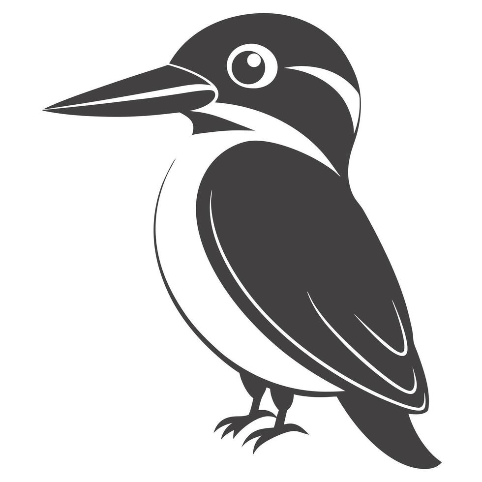 Black And White Kingfisher Bird Illustration Graphic Simple Design vector