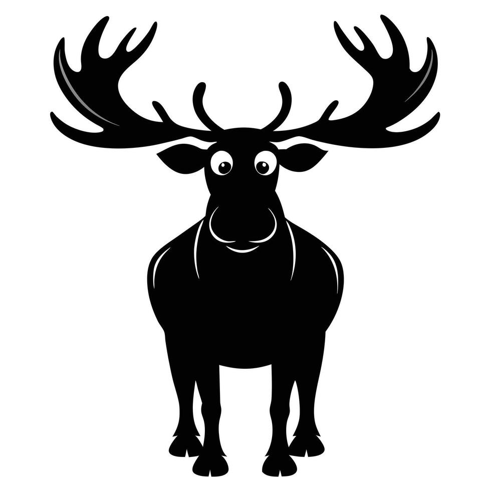 Cartoon Moose Silhouette Illustration Isolated On White Background Stock Image vector