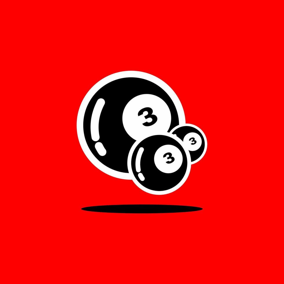 Floating Number 3 Billiard Balls vector