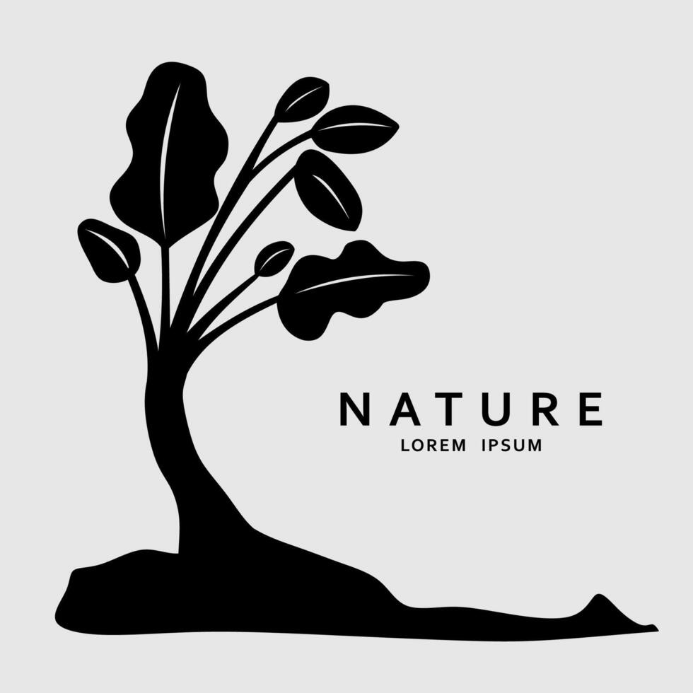 Minimalist Nature Logo with Abstract Tree Silhouette vector