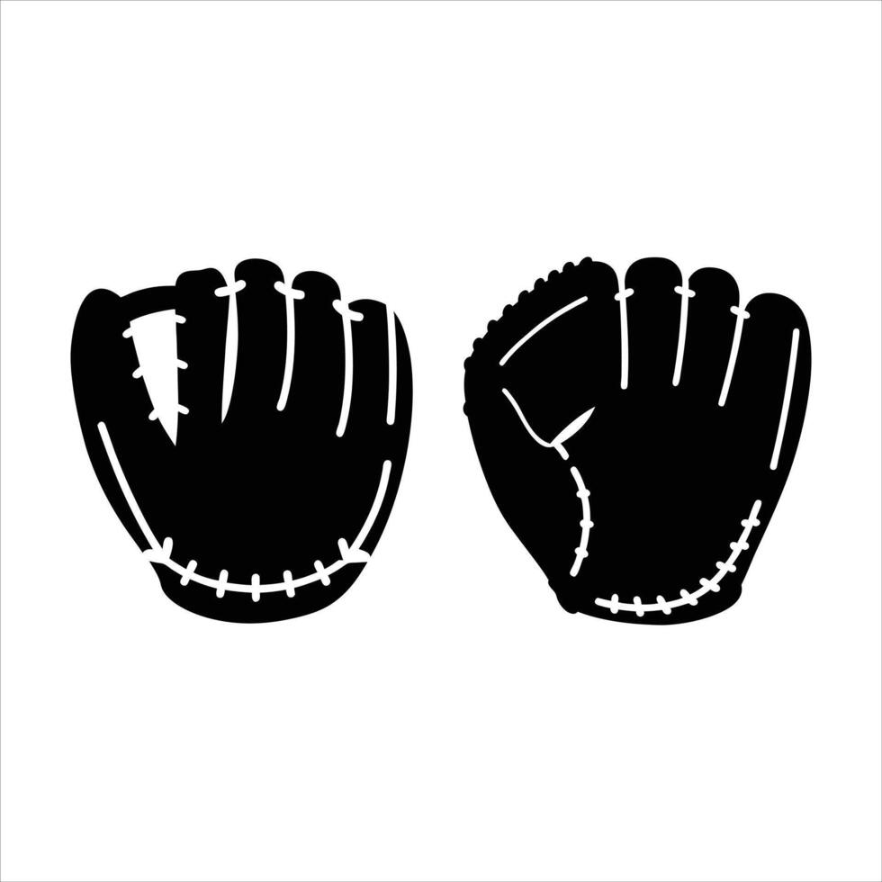 Set of Baseball Glove Silhouettes Illustration vector