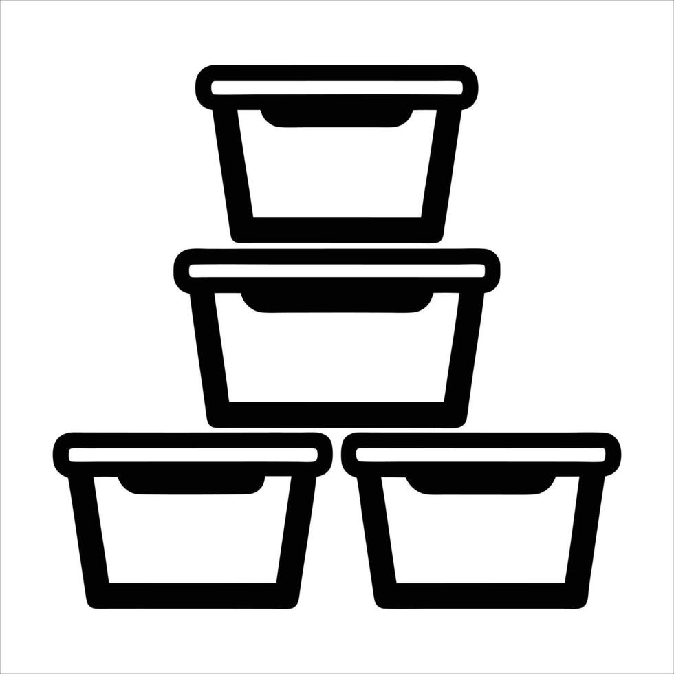 Set of Food Container Silhouettes vector