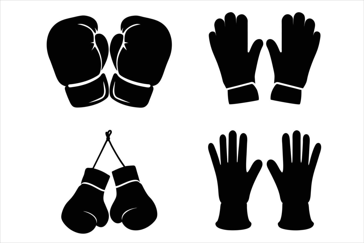 Set of gloves Silhouettes vector