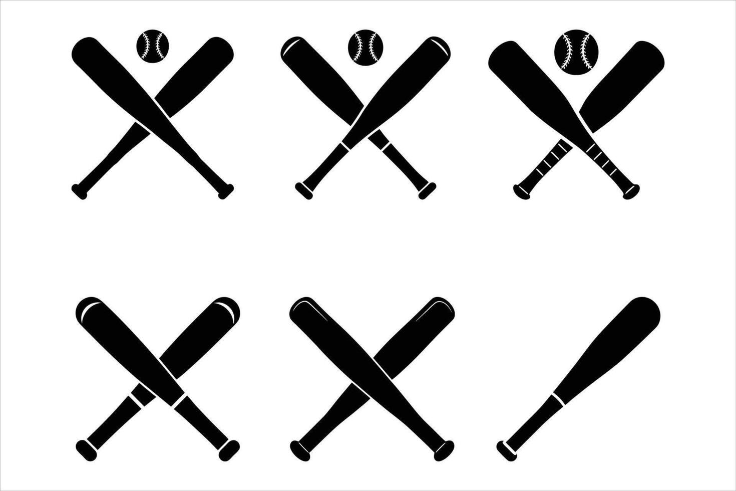 Set of Baseball bats Silhouettes Illustration vector