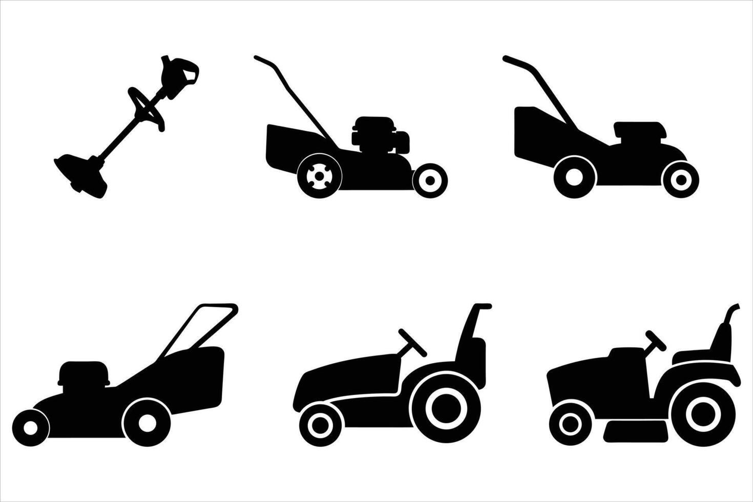 Set of Brush Cutter Silhouettes vector