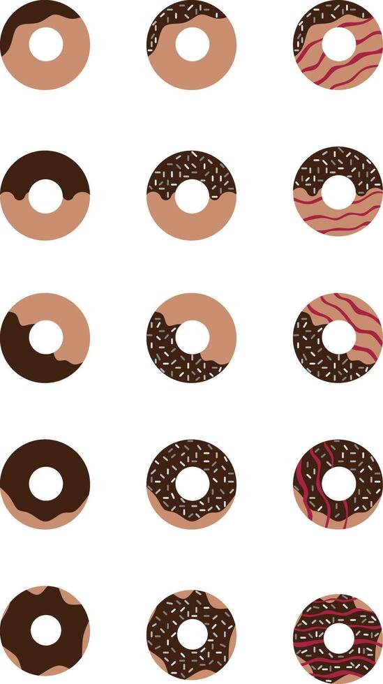 Yummy Donut Icons, Cartoon Style Treat Set vector