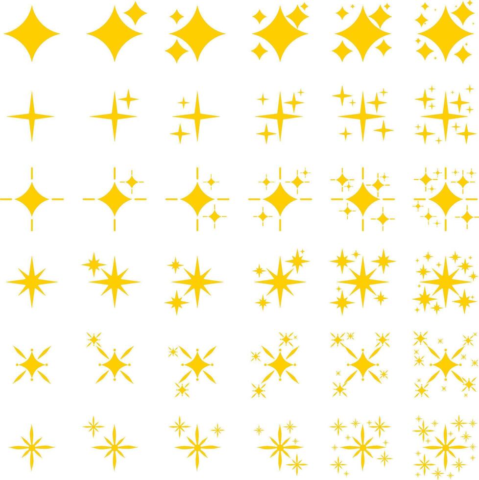 Twinkle and Shine Icons Yellow Stars Collection vector