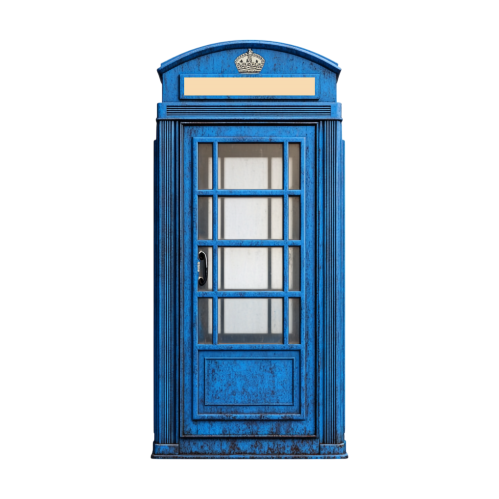 a blue telephone booth on transparent background png