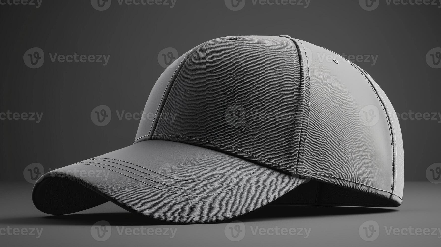 Gray baseball cap with stitching on minimalist background photo