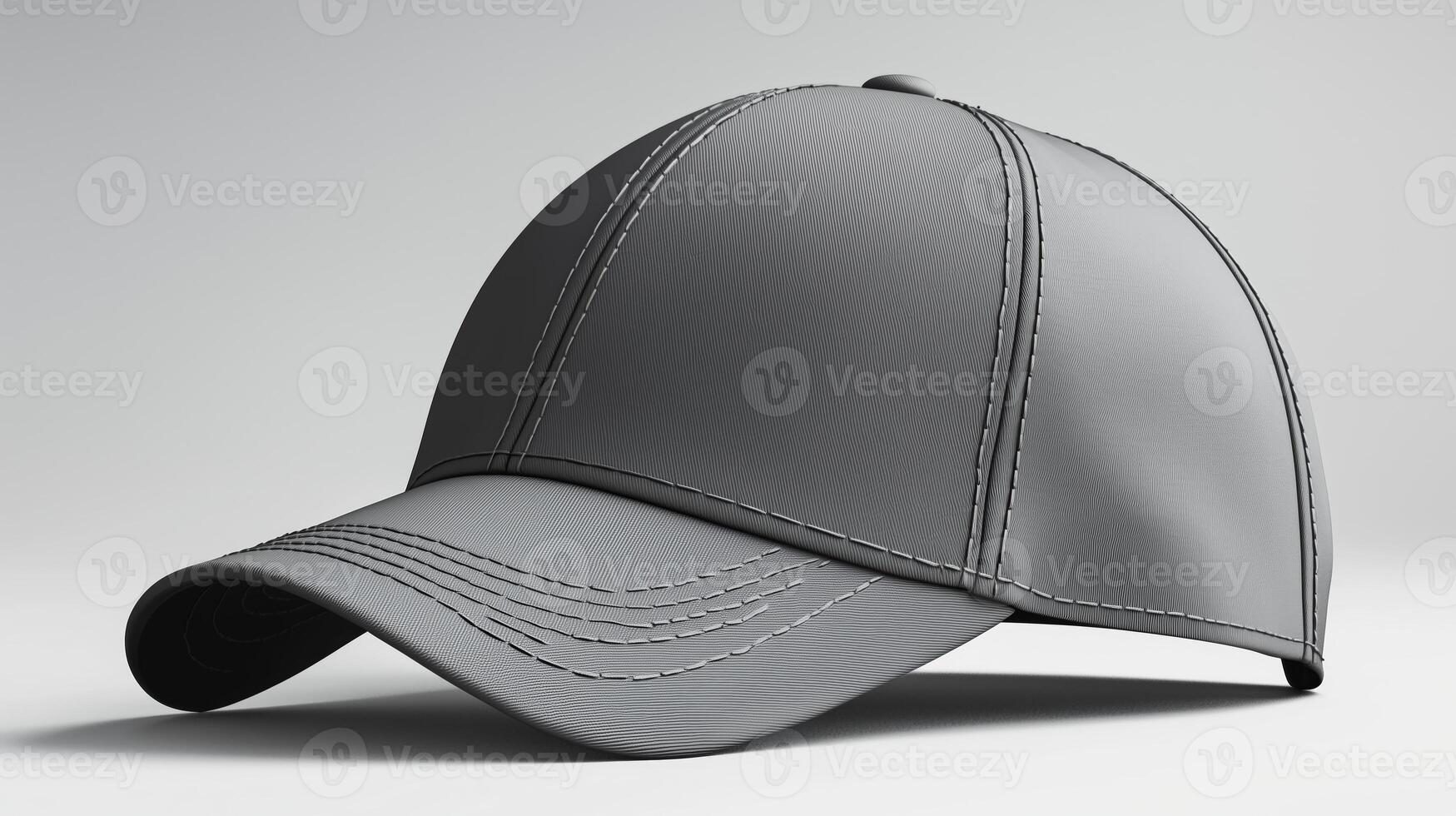 Stylish gray cap with distinct stitching details on a minimalist background photo