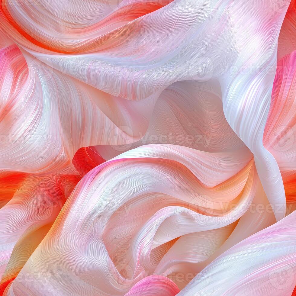 Abstract texture of flowing silk fabric with soft pink and white hues in a wavy pattern photo