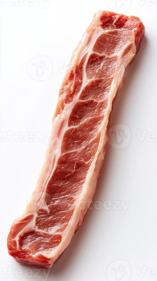 Fresh pork rib cut on white background for culinary use photo