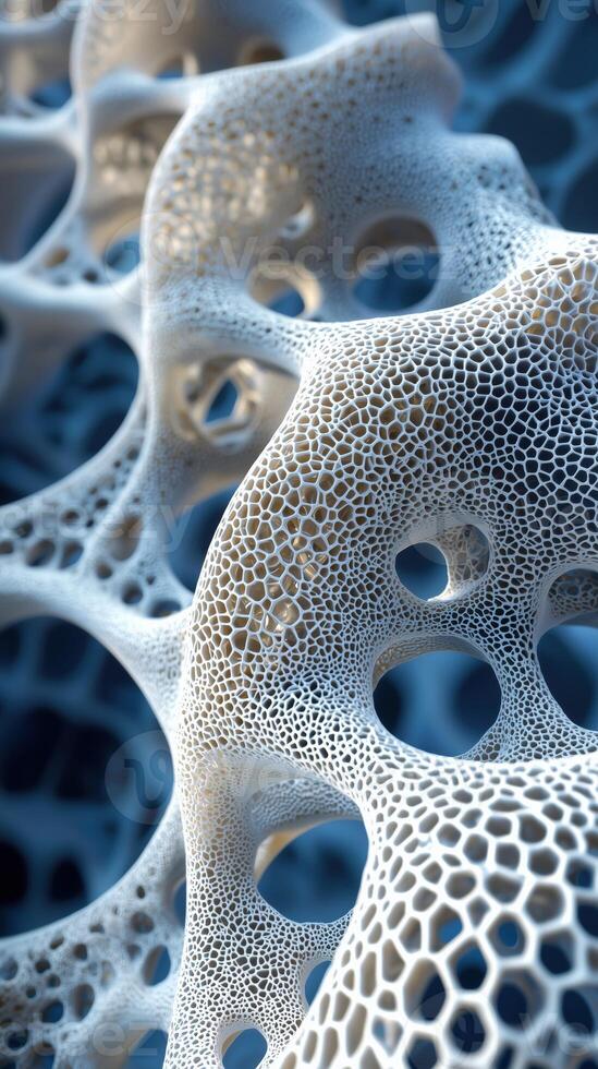 Close-up of intricate white coral structure with detailed holes and patterns photo