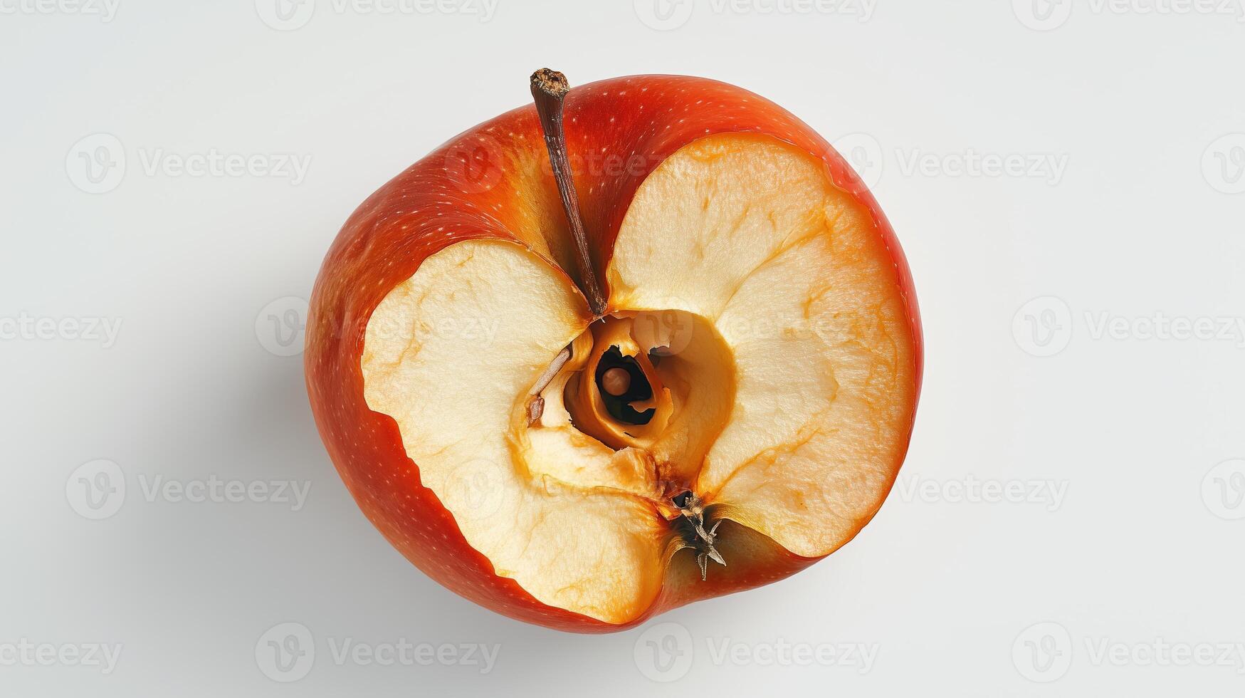 Half an apple with a visible core showcasing fresh fruit texture and color photo