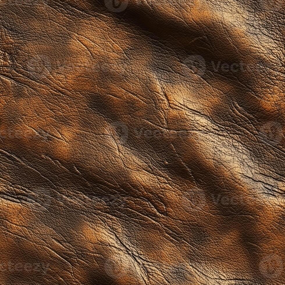 Textured brown leather background with unique patterns and warm tones photo