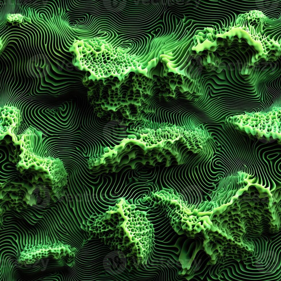 Abstract green organic shapes with wavy lines and texture photo
