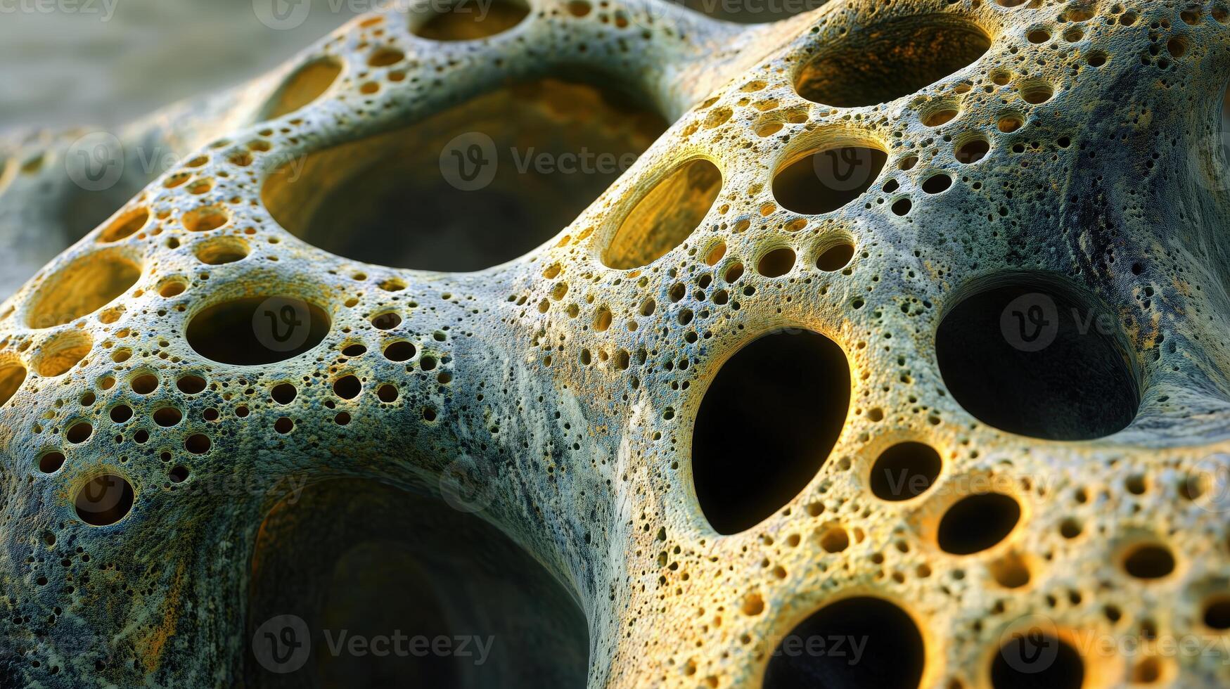 Textured surface of porous rock with multiple cavities and natural patterns photo