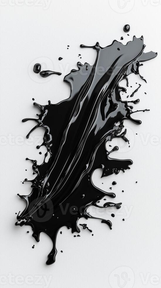 Elegant black paint splash on white background with artistic flow and texture photo