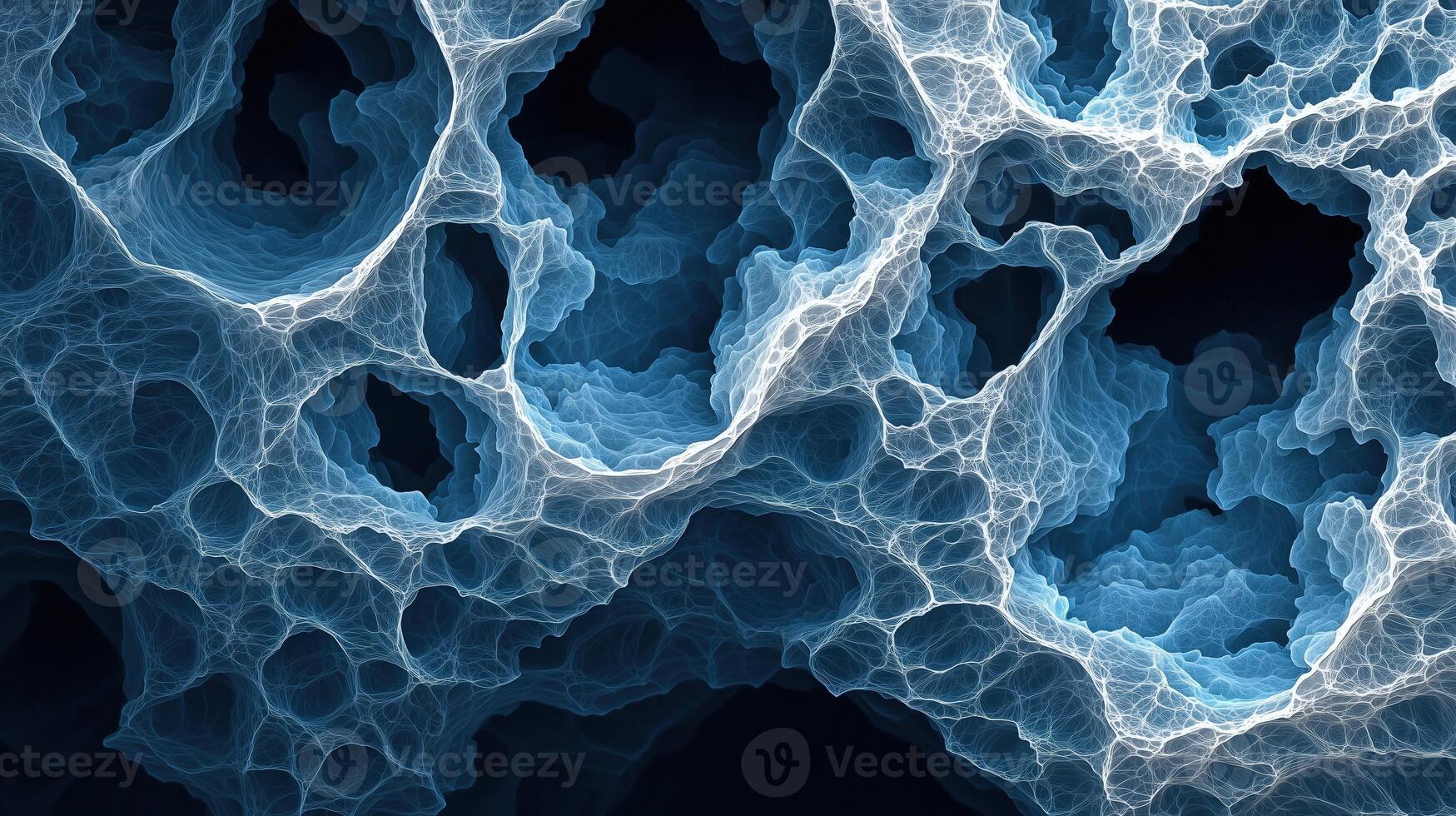 Abstract blue network with organic shapes and hollow structures photo